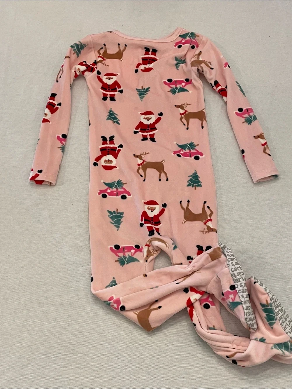 Carters Footed Pajamas Size 2T Pink Christmas Santa Reindeer Pink Fleece Sleep
